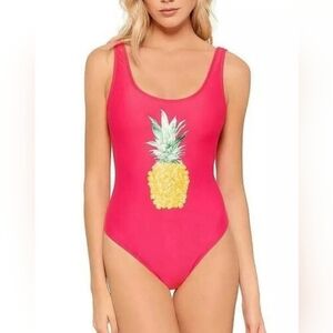 Women's One Piece Bathing Suit by Ninety Nine Red Pineapple Size Medium